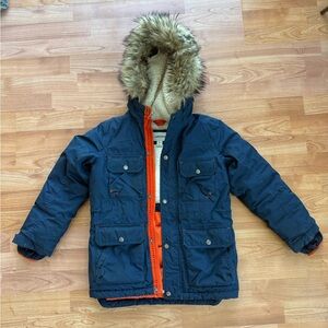 Lands' End Kids Navy and Orange Puffer Jacket